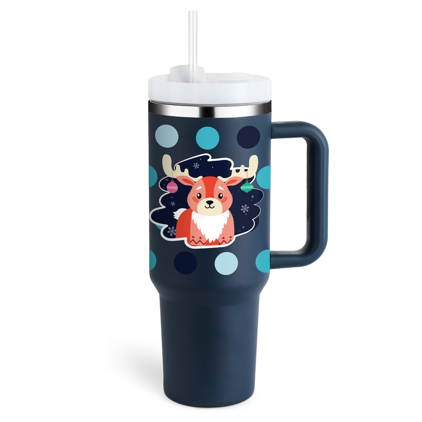 Christmas Thermal Mug 40oz Straw Coffee Insulation Cup With Handle Portable Car Stainless Steel Water Bottle LargeCapacity Travel BPA Free Thermal Mug