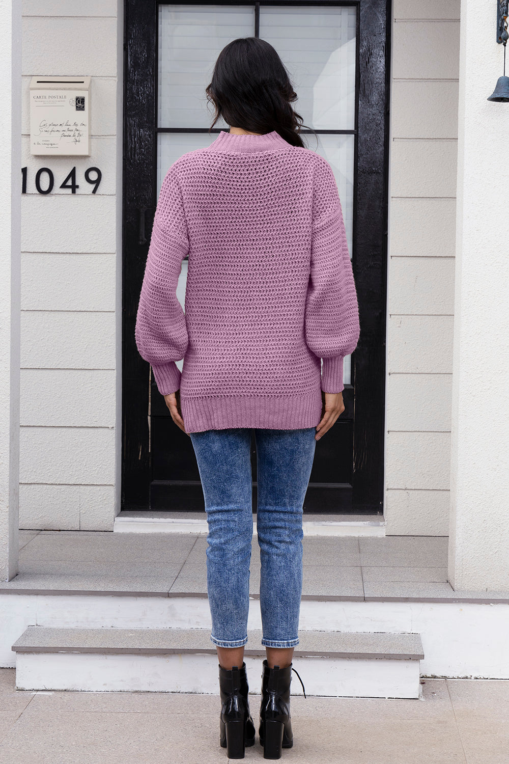 Round Neck Slit Sweater