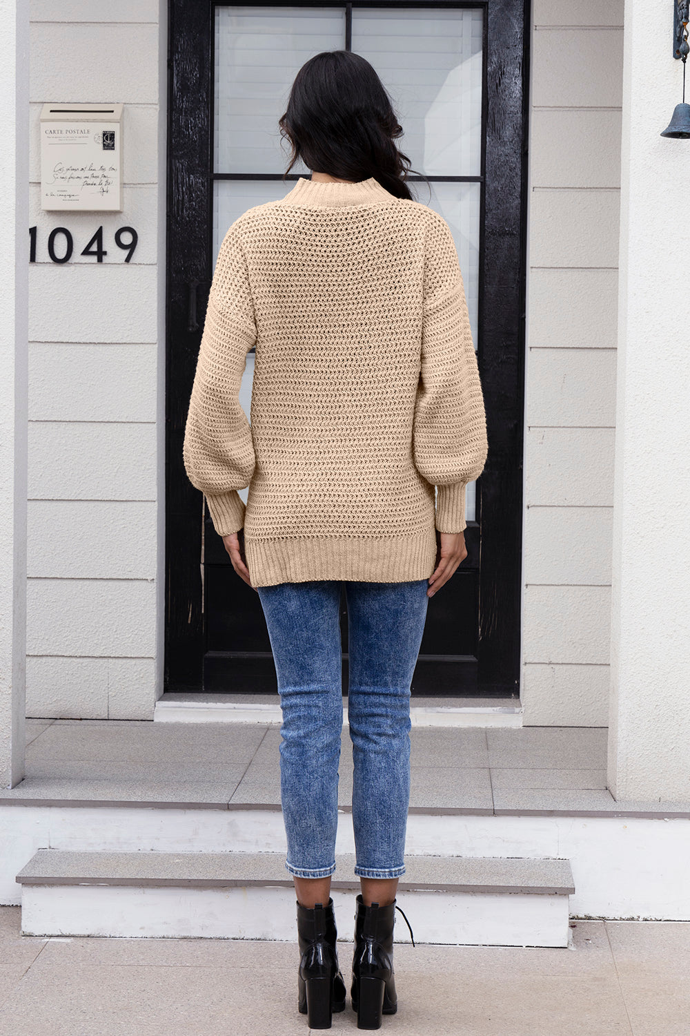 Round Neck Slit Sweater